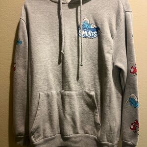 The Smurfs Gray Smurftastic La La La Graphic Hoodie Sweatshirt Adult Size M